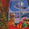 Dog Watching Santa diamond painting