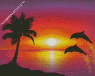 Dolphin In Sunset diamond painting