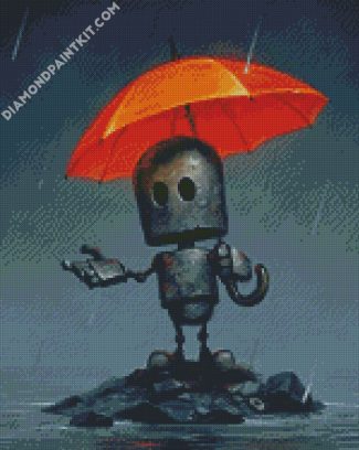 Lonely Robot And Umbrella diamond painting