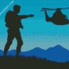 Military Soldier With Helicopter Silhouette diamond painting