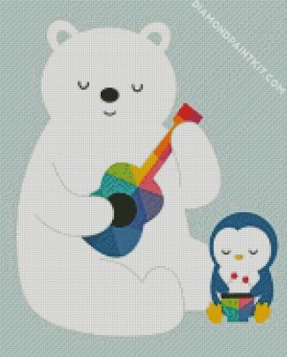 Musician Bear Playing Ukulele diamond painting