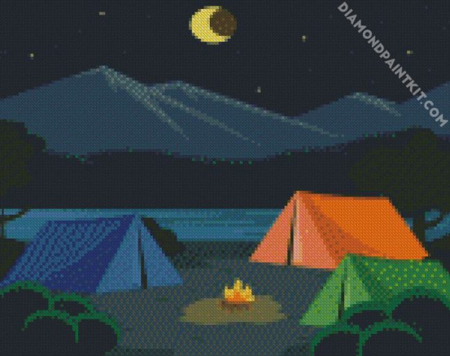 Night Camping Illustration diamond painting