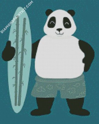 Panda Holding a Surfboard diamond painting