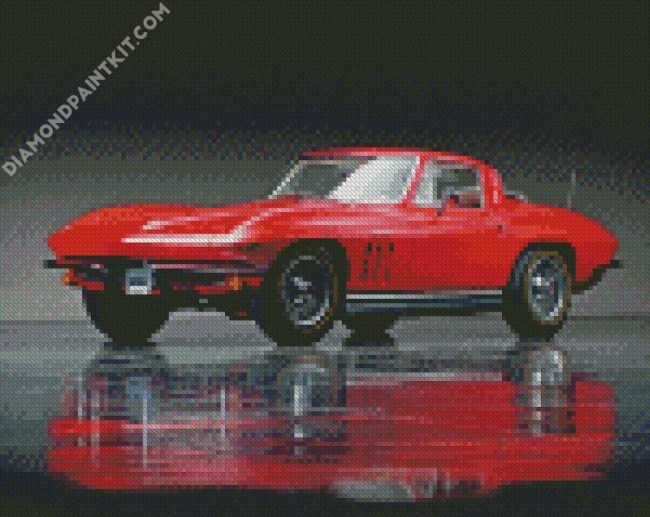 Red Classic Chevrolet Corvette diamond painting