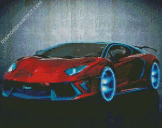 Red Lamborgini diamond painting