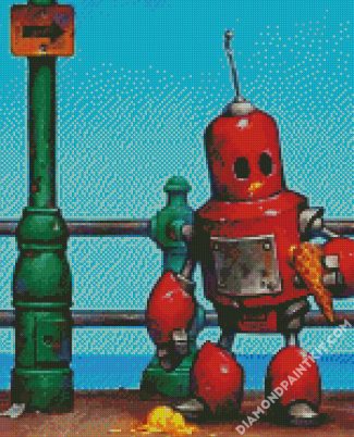 Red Robot diamond painting