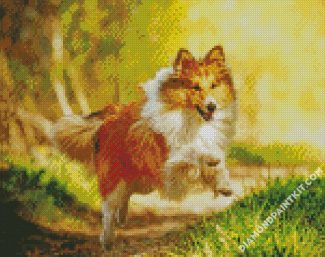 Running Sheepdog diamond painting