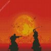 Samurais Fighting Silhouette diamond painting