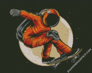 Skateboarder Astronaut diamond painting