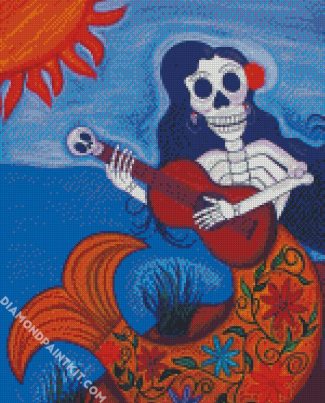 Skull Mermaid Playing Ukulele diamond painting