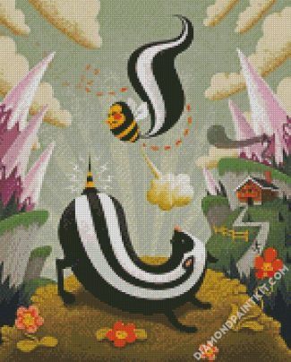 Skunk Illustration Art diamond painting