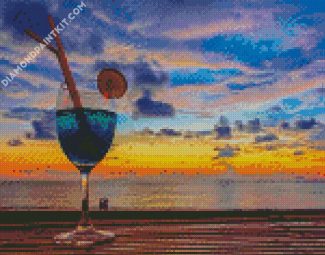 Sunset Beach With Drink diamond painting