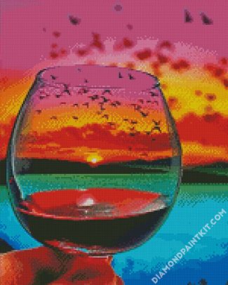 Sunset Glass And Flying Birds diamond painting