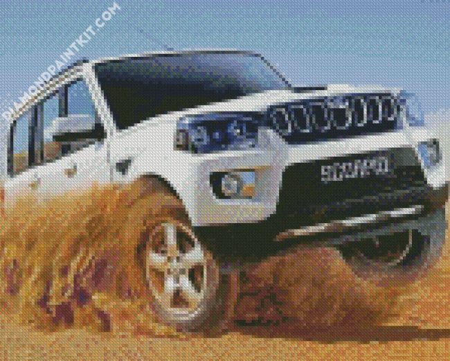 White Scorpio Car diamond painting