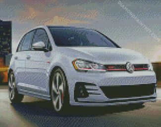 White Volkswagen GTI diamond painting