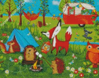 Animals In Camp diamond painting