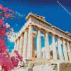 Bloossoms Pathenon Greec diamond painting