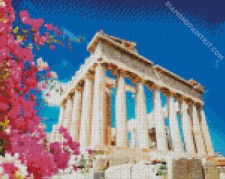 Bloossoms Pathenon Greec diamond painting