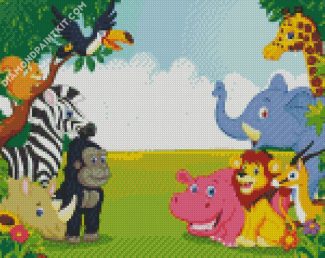 Cartoon Jungle Safari diamond painting