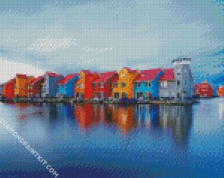 Colored Houses Hoogkerk Dutch diamond painting