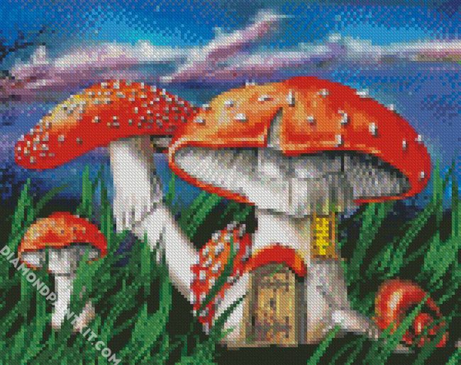 Fantasy Toadstools House diamond painting