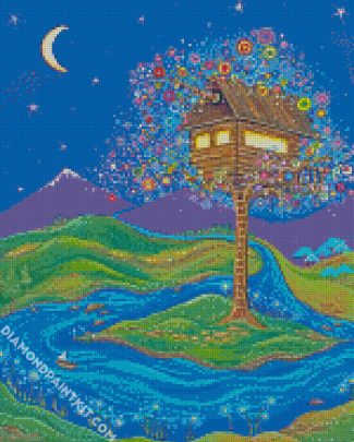 Fantasy Tree House Art diamond painting