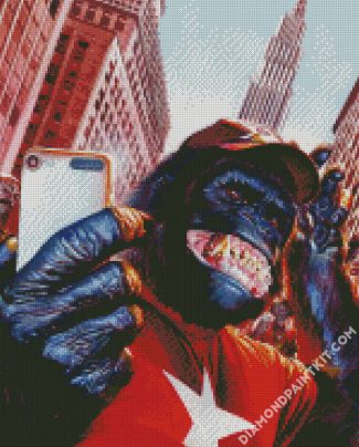 Gorilla Taking Selfie diamond painting