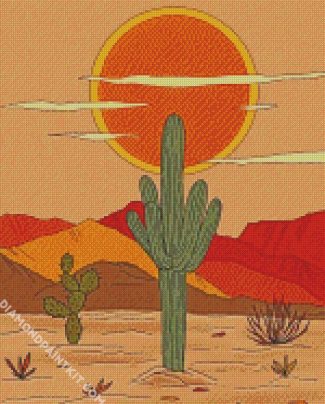 Illustration Cactus Desert diamond painting