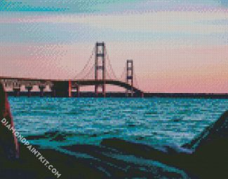 Mackinac Bridge At Sunset diamond painting