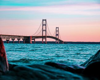 Mackinac Bridge At Sunset diamond painting