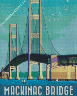 Mackinac Bridge Poster Scaled diamond painting