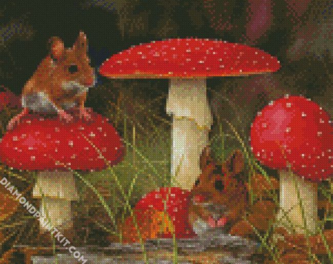 Mice And Toadstools diamond painting