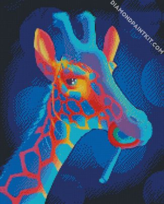 Neon Giraffe Eating Lollipop diamond painting