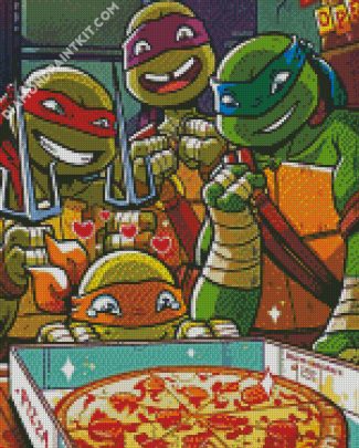 Ninja Turtles Eating Pizza diamond painting