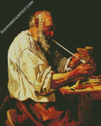 Old Man Smoking Pipe diamond painting