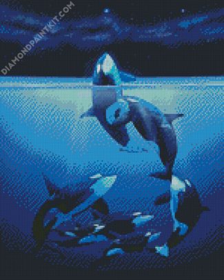 Orca Family diamond painting