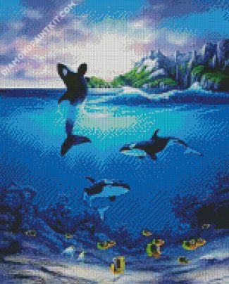 Orcas And Fish diamond painting