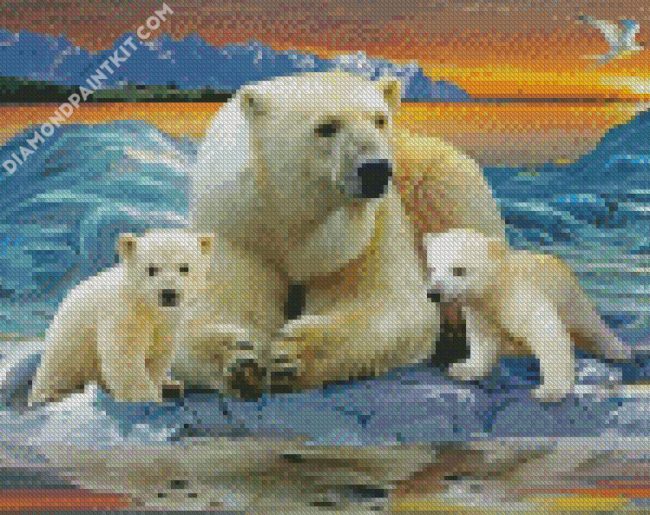 Polar Bear Family diamond painting