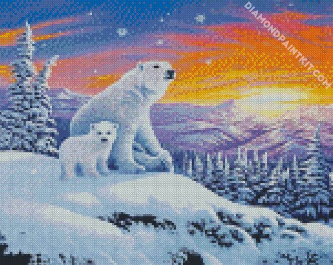 Polar Bears In Snow diamond painting