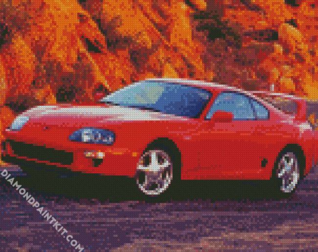 Red Classic Toyota Supra diamond painting