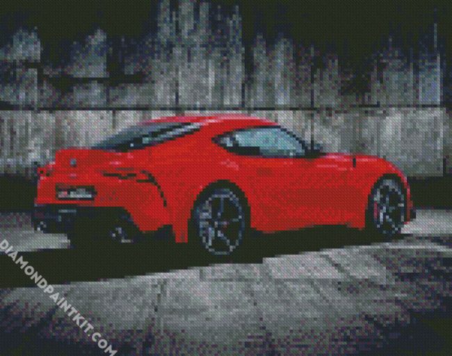 Red Toyota Supra Car diamond painting