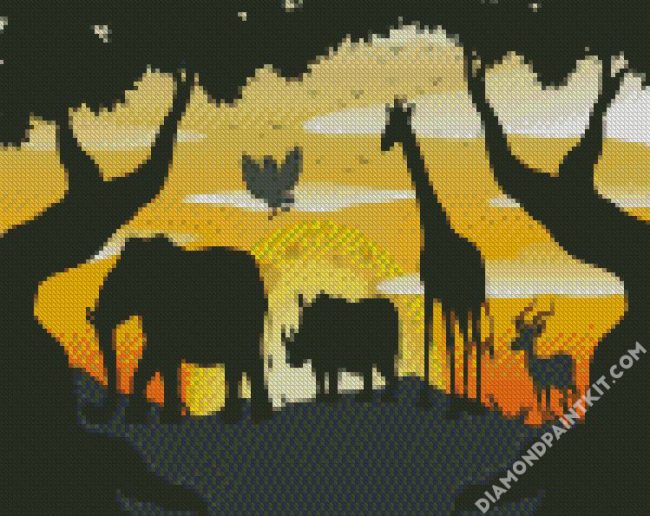 Safari Animals Silhouette diamond painting