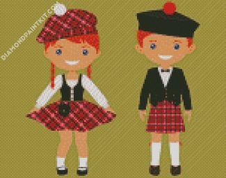 Scottish Girl And Boy diamond painting