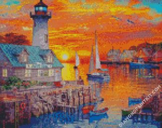 Sunset At Port diamond painting