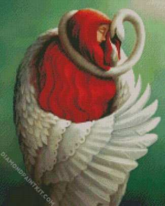 Swan Hugging Girl diamond painting