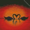 Swans Heart Silhouette diamond painting