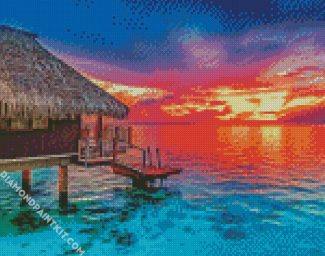 Tahiti Island At Sunset diamond painting