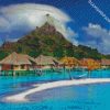 Tahiti Island Huts diamond painting