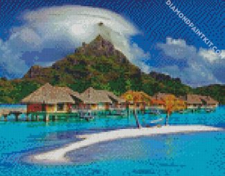 Tahiti Island Huts diamond painting