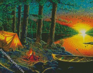 Tent By Lake diamond painting